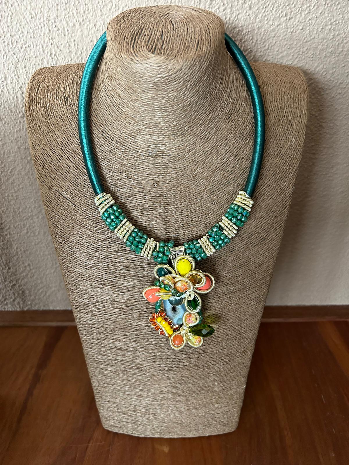 Verdant Flame Bouquet Necklace