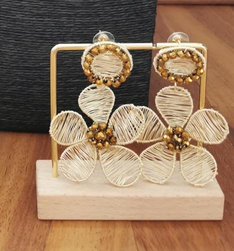 Golden Weave Petal Earrings