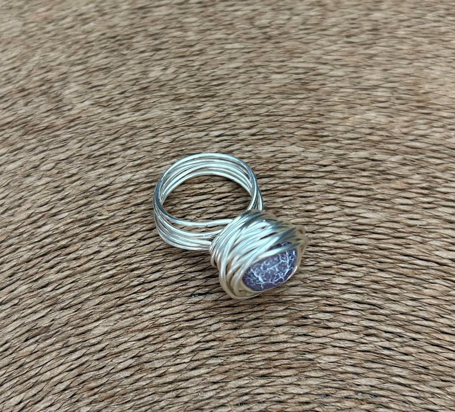 Silver Porcelain Twist Ring