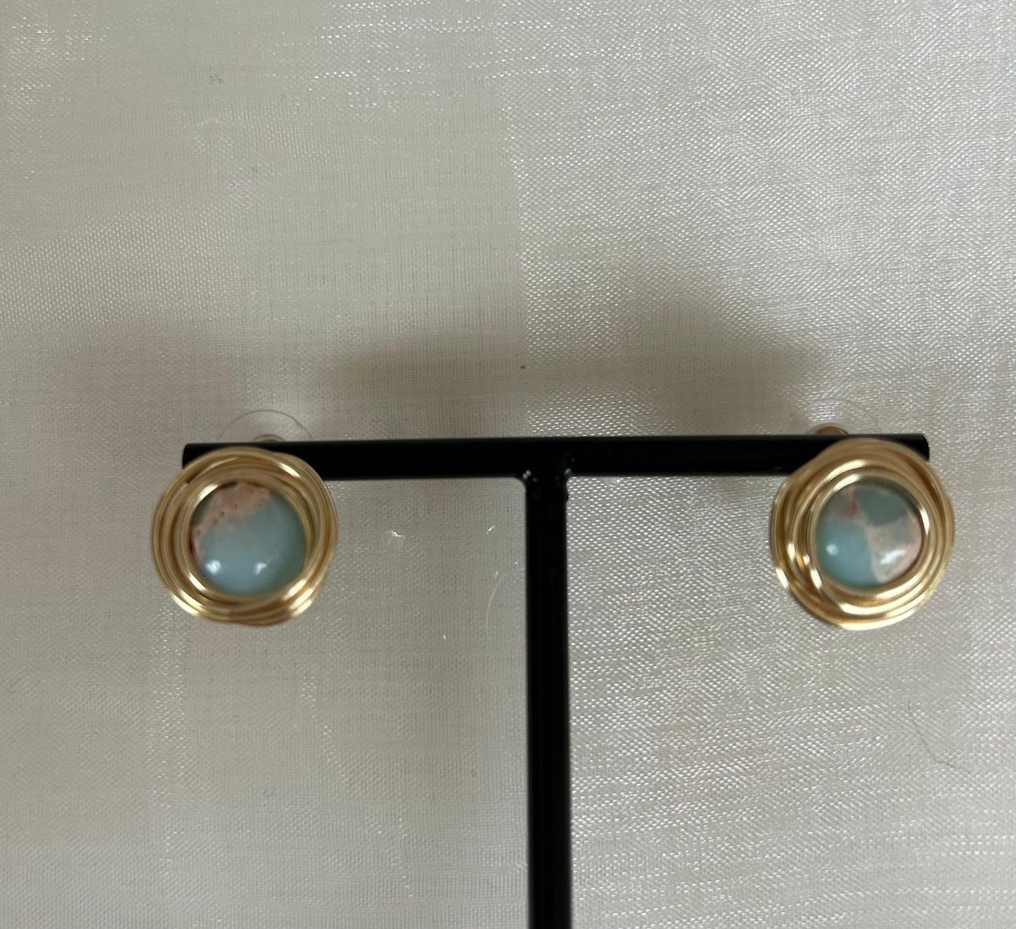 Golden Wave of Blue Earrings