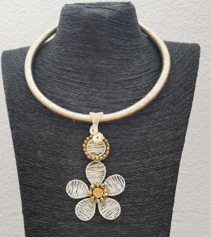 Golden Weave Petal Necklace