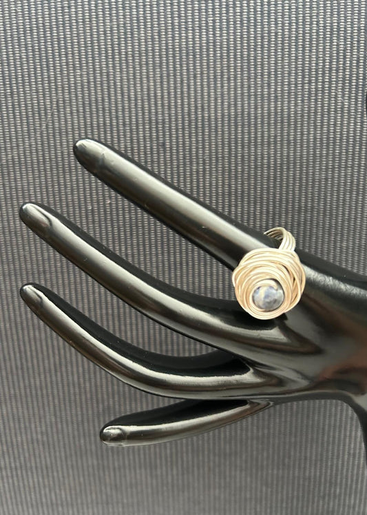 Golden Jade Twist Ring