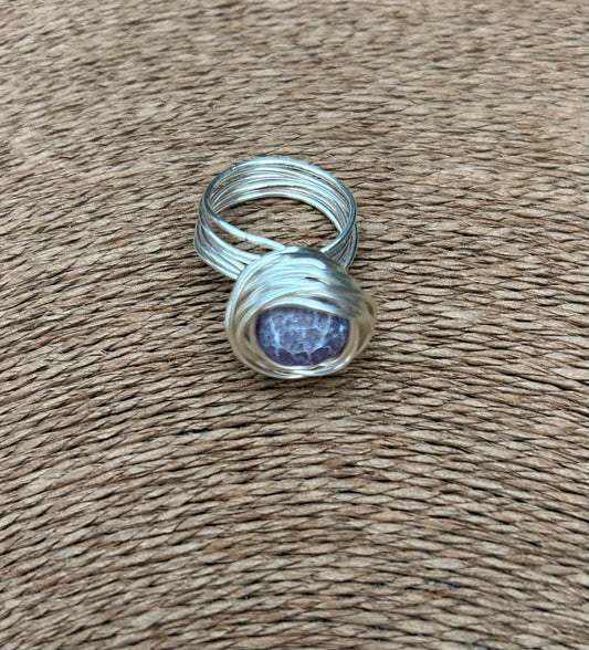 Silver Porcelain Twist Ring