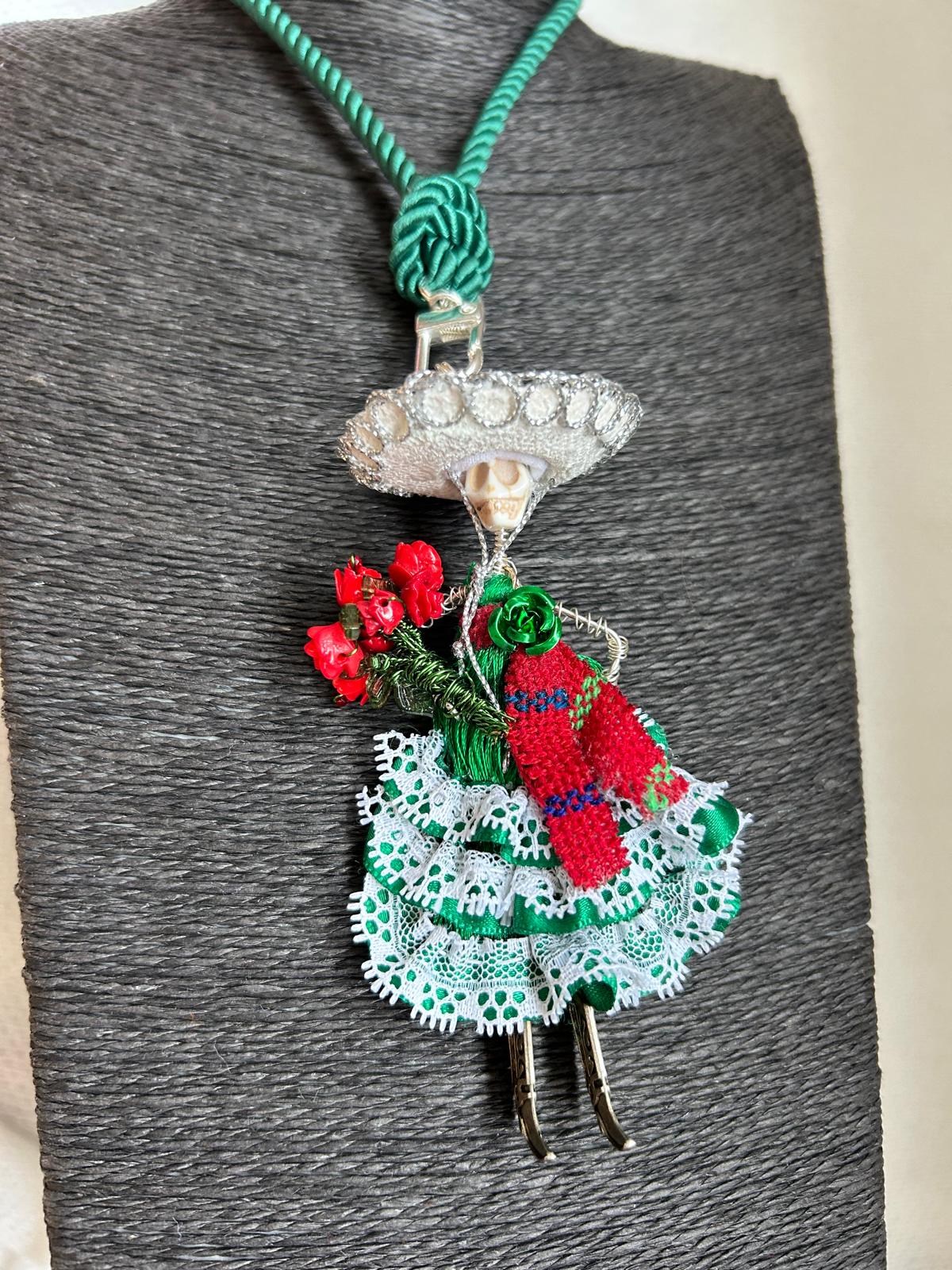 Green Lace Adelita Catrina Necklace