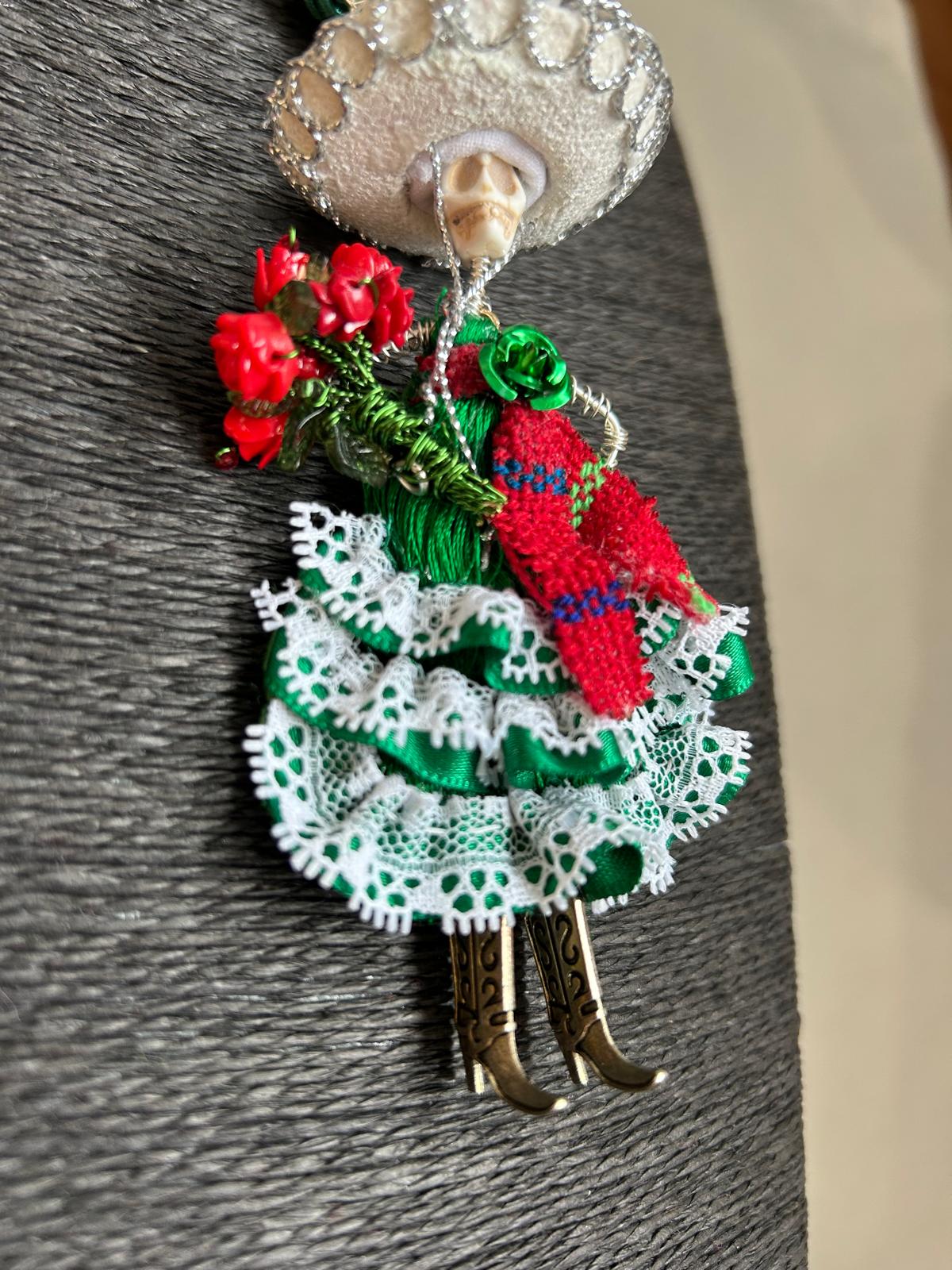 Green Lace Adelita Catrina Necklace