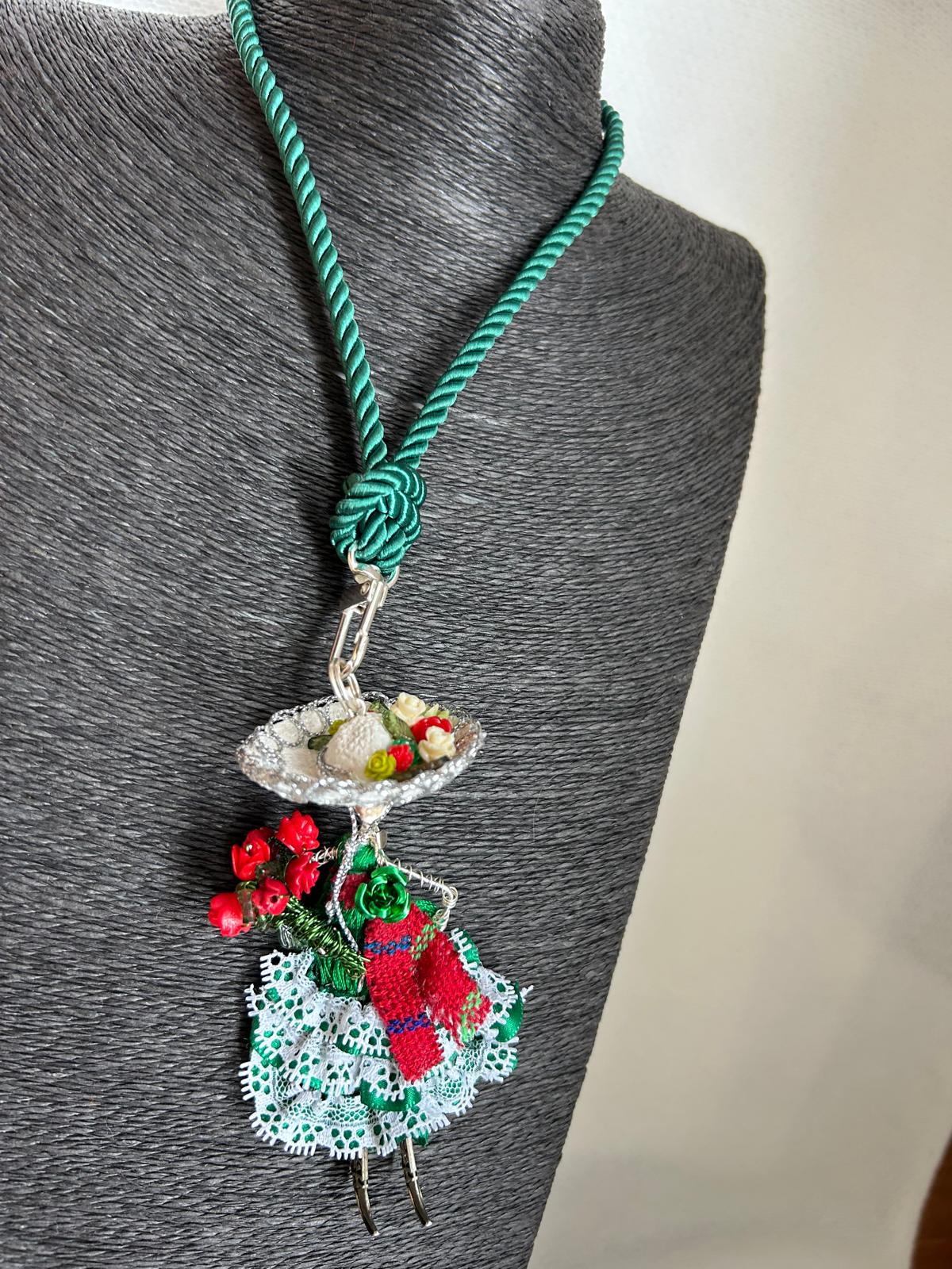 Green Lace Adelita Catrina Necklace
